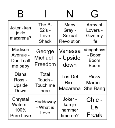 BINGO BANGO! Bingo Card