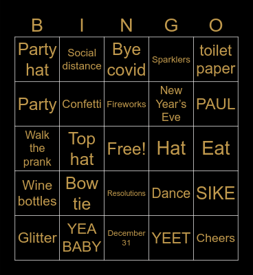 HAPPY 2021 BINGO 🥂 Bingo Card