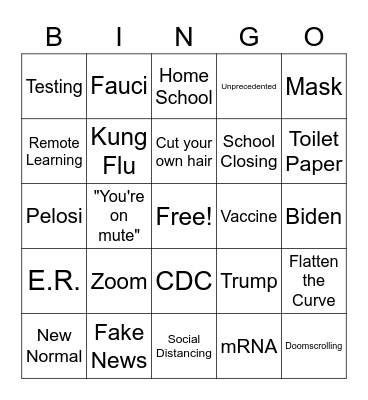 Nick's COVID Bingo Card