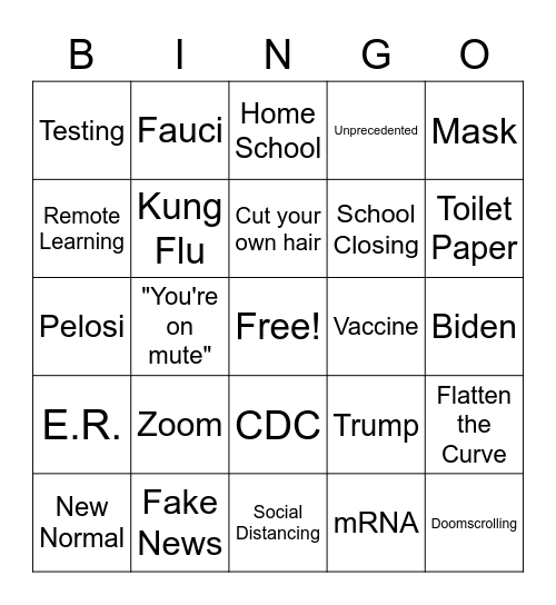 Nick's COVID Bingo Card