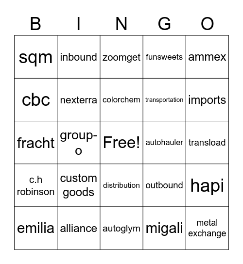 HWC BINGO Card