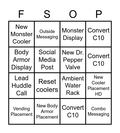 FSOP Bingo! Bingo Card