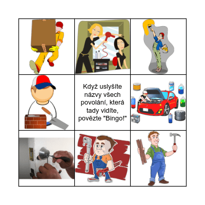 Služby a řemeslníci Bingo Card