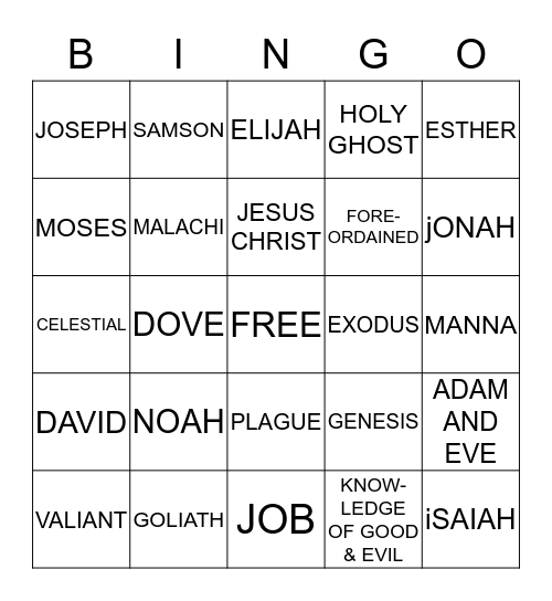 OLD TESTIMENT Bingo Card