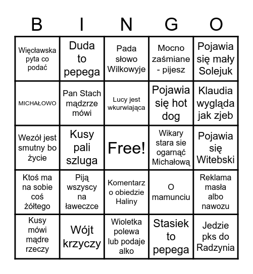 Ranczo Bingo Card