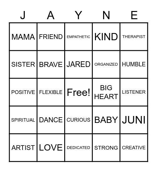 Baby Bingo Card