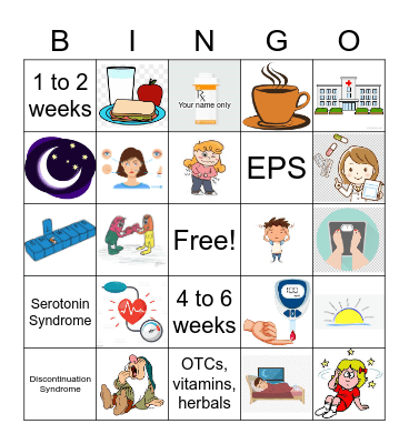 Match the Drug with the Side Effects! Bingo Card