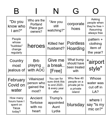 2020 Bingo Card