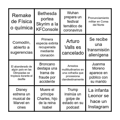 Bingo 2021 Bingo Card