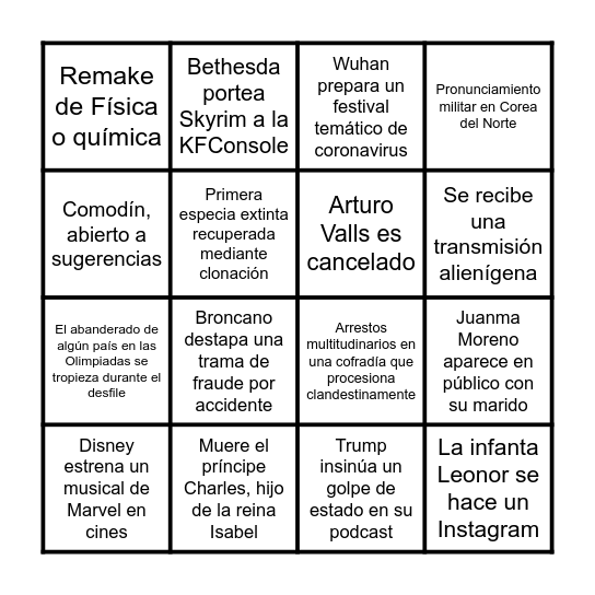 Bingo 2021 Bingo Card