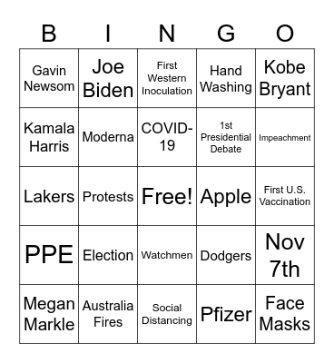 2020 Bingo Card