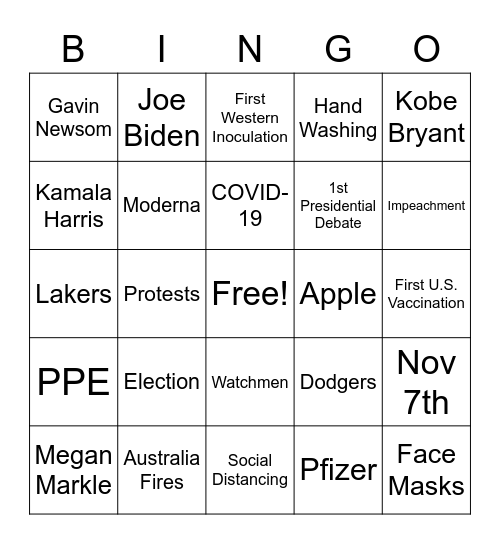 2020 Bingo Card