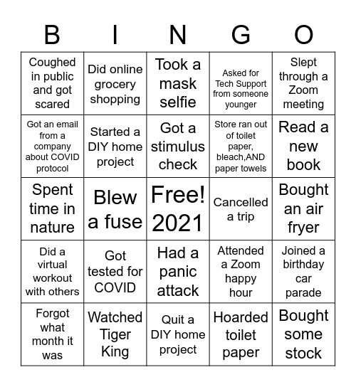 Quarantine New Year #2 Bingo Card