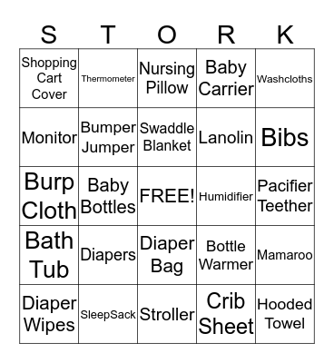 Veronica's Baby Shower  Bingo Card