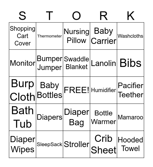 Veronica's Baby Shower  Bingo Card
