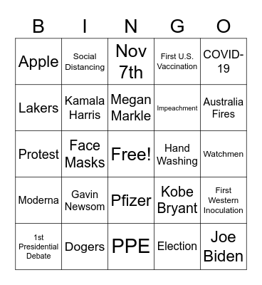 2020 BINGO Card