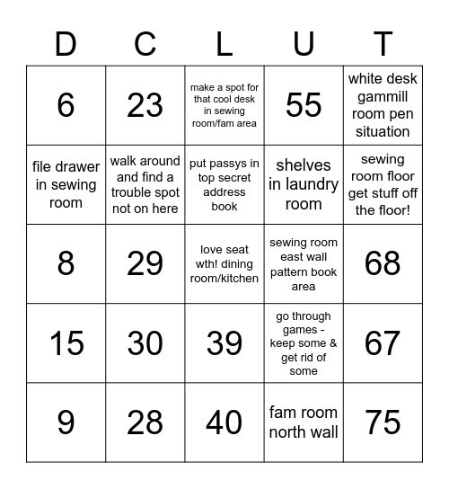 Once a Week Decluttering Bingo! Bingo Card