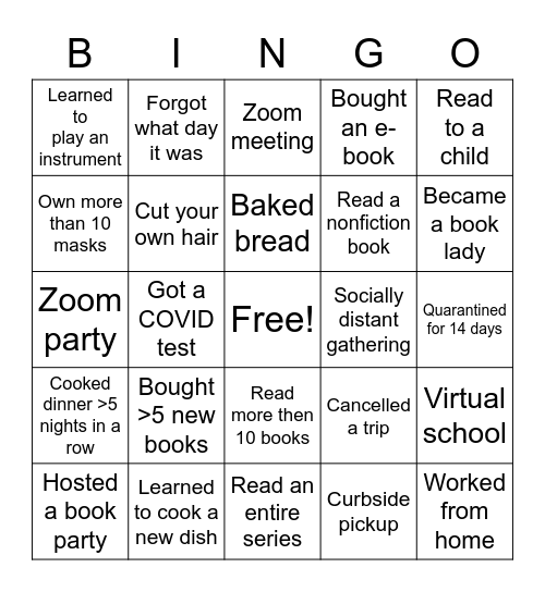 2020 Book Bingo Card