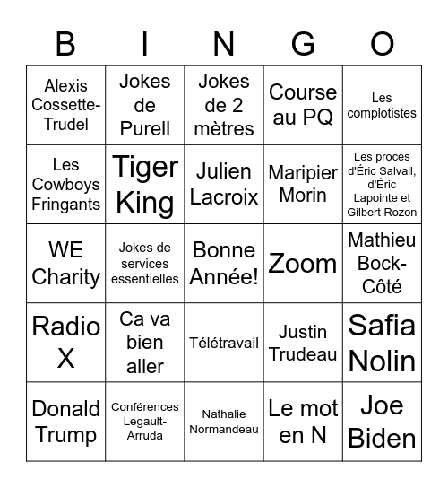 Bingo Bye Bye 2020 Bingo Card