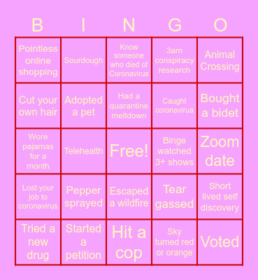 2020 Bingo Card