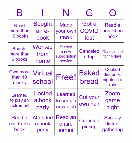 2020 Book Bingo Card