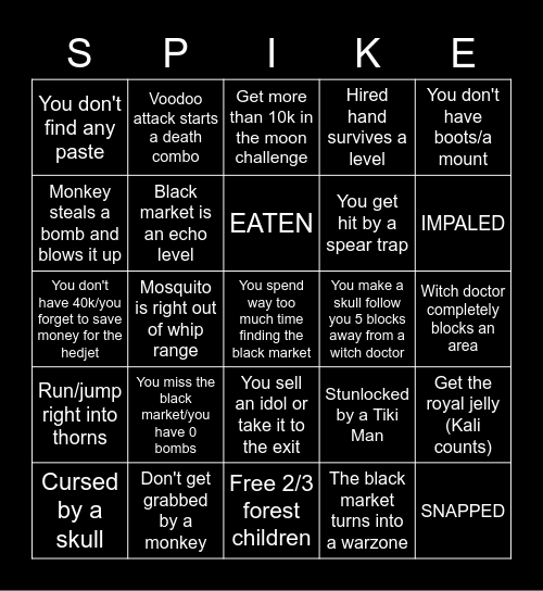 Jungle Bingo Card