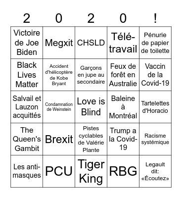 BYE BYE Bingo Card