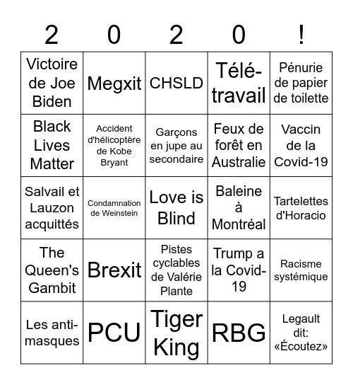 BYE BYE Bingo Card