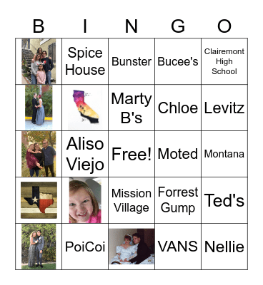 Hunter Fam New Years Bingo Card