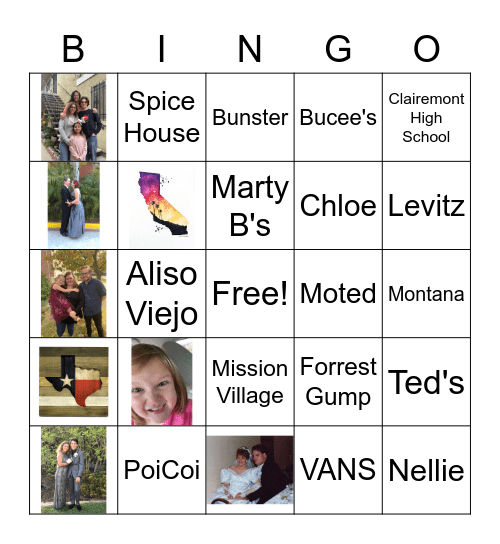 Hunter Fam New Years Bingo Card