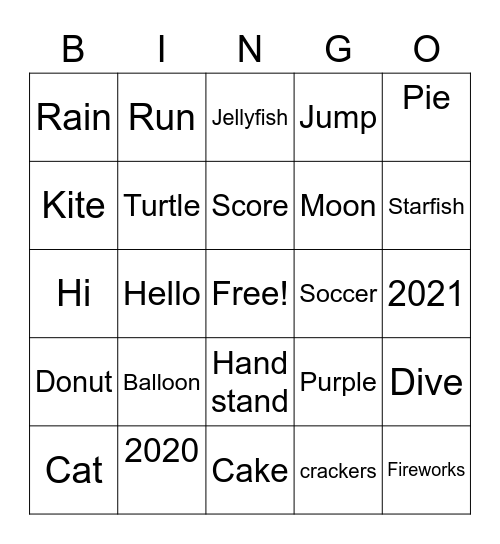 Seidel Fam New Years Bingo Card