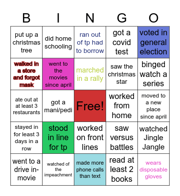 2020 BINGO Card