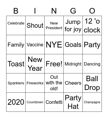 Seidel Fam New Years Bingo Card