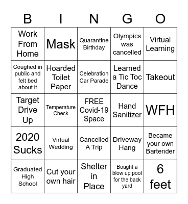 2020 SUCKS Bingo Card