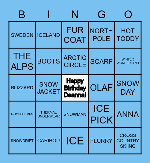 LET IT SNOW Bingo Card