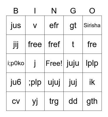 Gupta Family Bingo Card