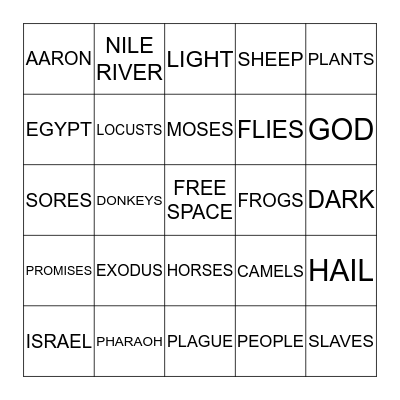Moses Bingo Card