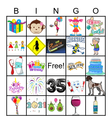 Happy New Birthday Year Bingo Card