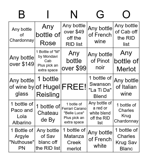 wine bingo Card