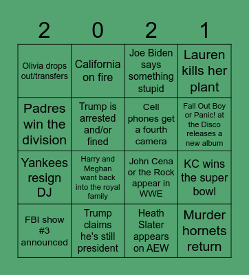 2021 Bingo Card