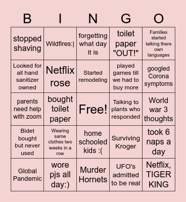 2020 BINGO!! Bingo Card