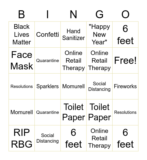 Happy 2020 Bingo Card
