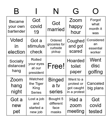 2020 Bingo Card