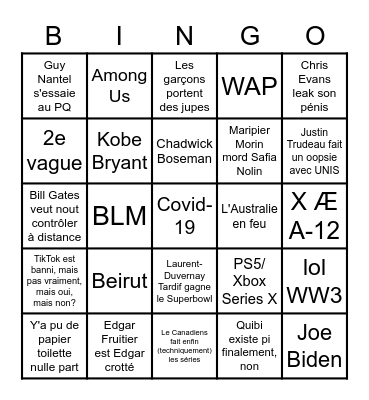 2020 Bingo Card