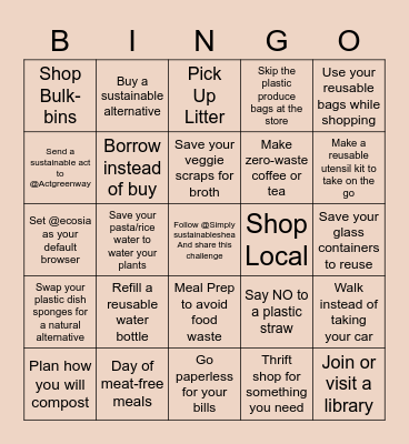 Zero-Waste Bingo Card