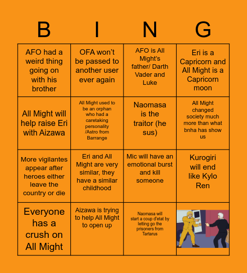 Erin's delirious bnha theories Bingo Card