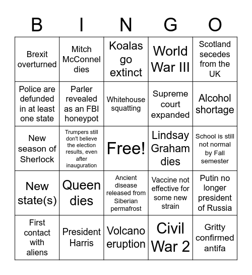 2021 bingo Card