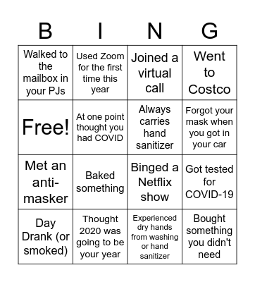 2020 Bingo Card Bingo Card