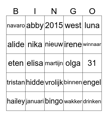 2014-2015 Bingo Card
