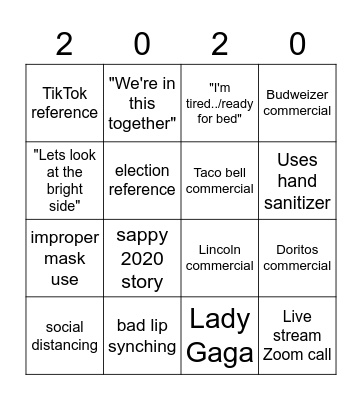 2020 Bingo Card